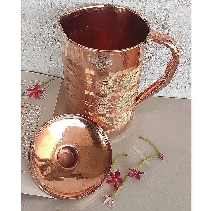 Indian Art Villa Pure Copper Luxury Design Jug Pitcher