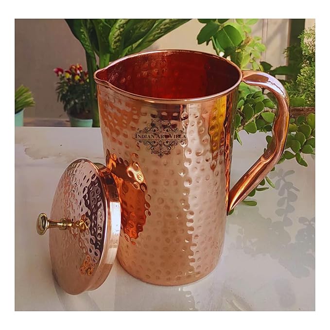 Indian Art Villa Hammered Copper Jug Pitcher