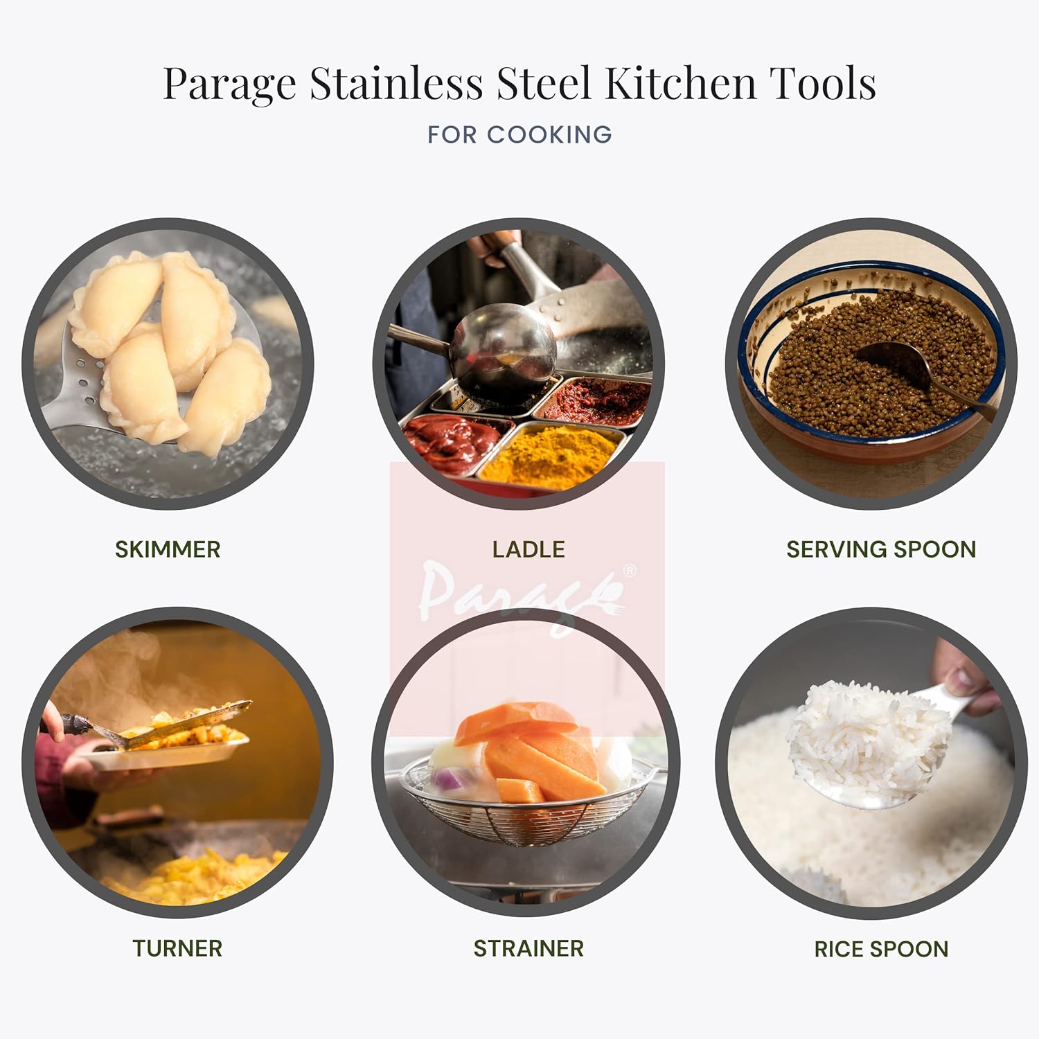 Parage Stainless Steel 10 Pieces Cooking Spoons Set | Kitchen Cooking Essential Set for Home