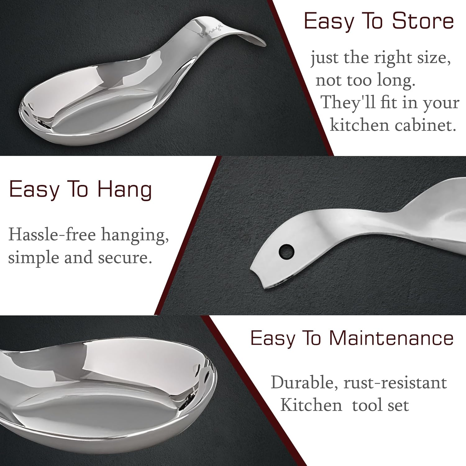 Parage 2 Pieces Stainless Steel Spoon Rest For While Cooking (Set of 2 21.5 cm Long)