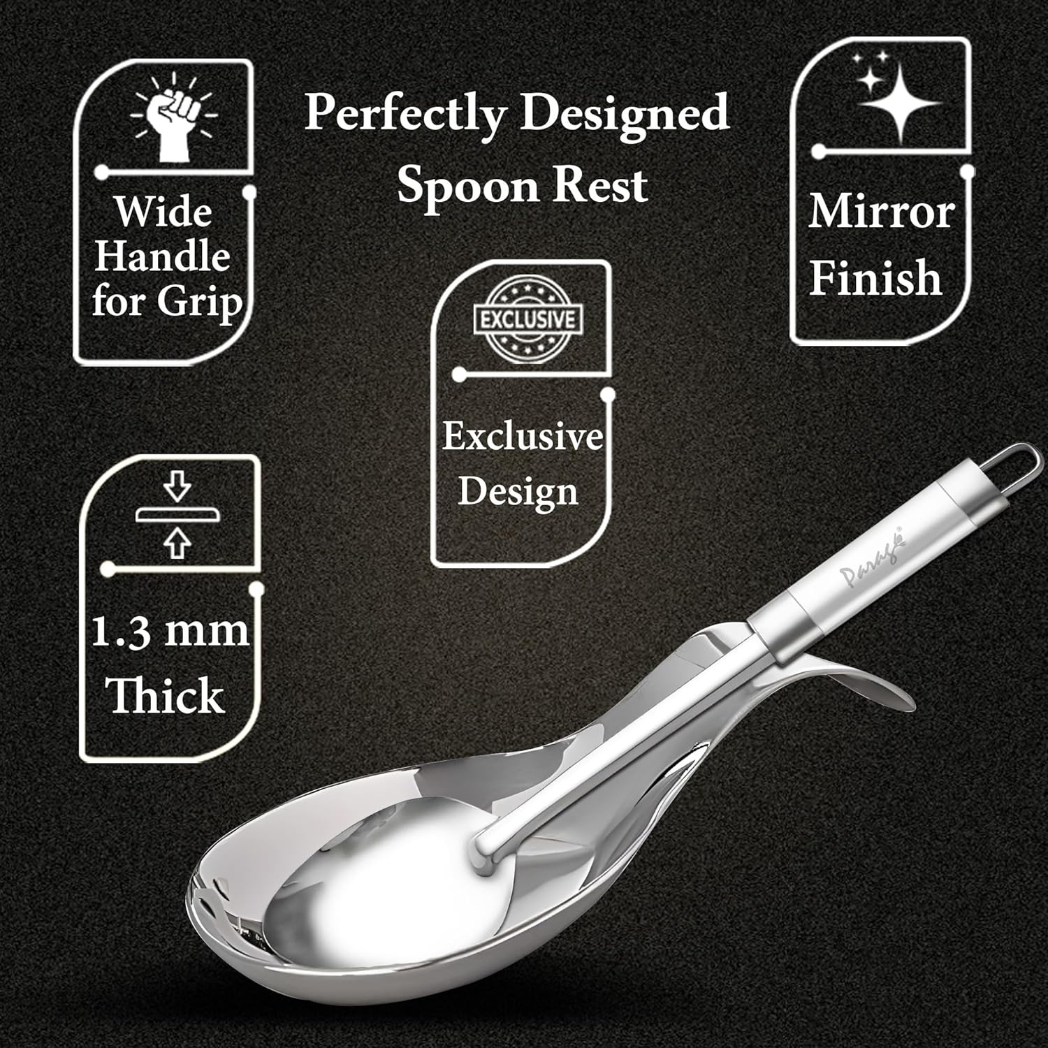 Parage 2 Pieces Stainless Steel Spoon Rest For While Cooking (Set of 2 21.5 cm Long)