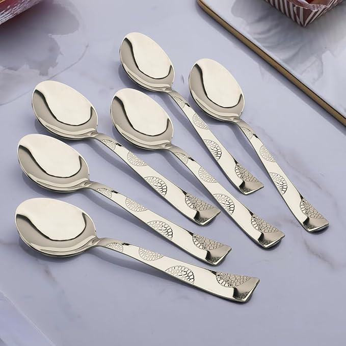 Parage 6 Pieces Stainless Steel Spoons 6 Dinner Spoons | 15.5 cm