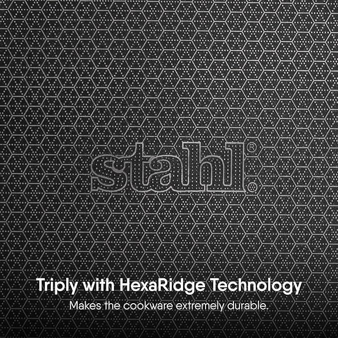Stahl Artisan Hybrid Triply Non Stick Kadai With Lid | Stainless Steel Kadai | Triply Kadhai Metal Spatula Friendly | 4.4 L | 28 Cm