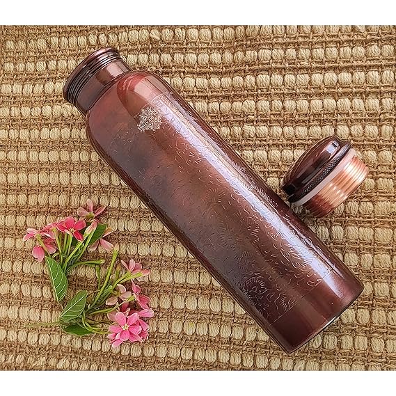 Indian Art Villa Pure Copper Water Bottle With Antique Design