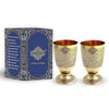 Indian Art Villa Pure Brass Glass Tumbler With Goblet Design - 350 gms (Pack of 2)
