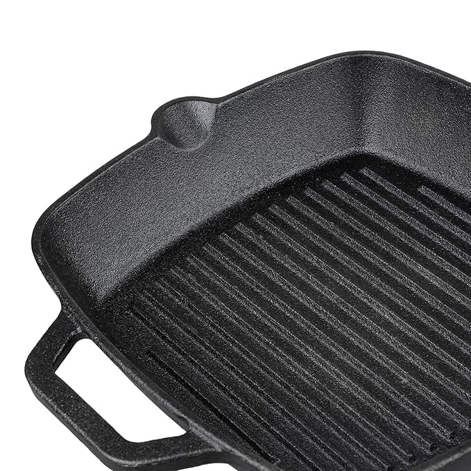 Vinod Legacy Pre Seasoned Cast Iron Grill Pan - 24 cm | Naturally Non Stick Loha Barbeque/Tandoor Grill Pan