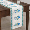 Blocks Of India Hand Block Printed Cotton Table Runner For Center Dining Table Blue Motifs Large