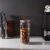 Femora Kitchen Storage Jars Borosilicate Glass Jar for Kitchen With Wooden Lid Air Tight Jar | 1000 Ml | Pack of 1