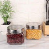 Femora Kitchen Storage Jars Transperent Glass With Steel Lid Air Tight Jar | 850 Ml | Pack of 2