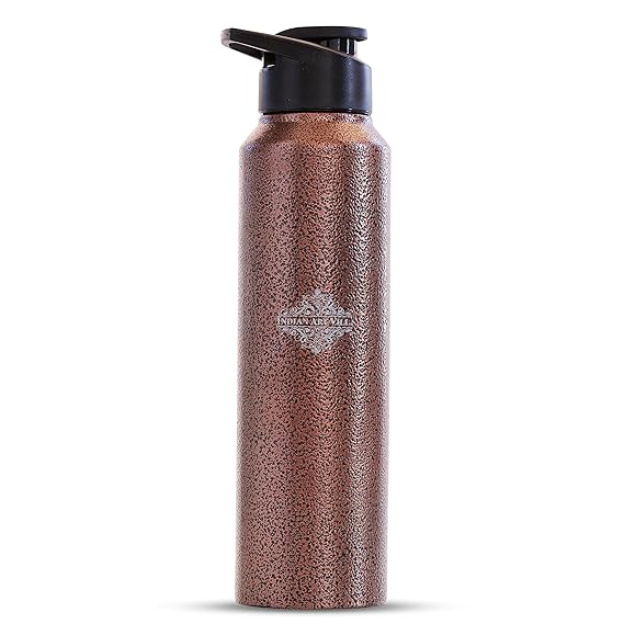 Indian Art Villa Stainless Steel Flat Design Water Bottle With Sipper Cap