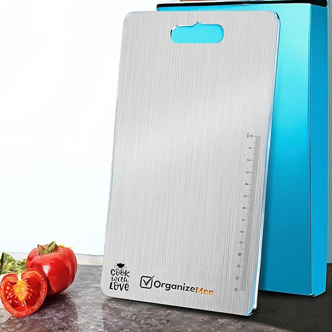 OrganizeMee Stainless Steel Chopping Board for Vegetables (Medium) (31.8CM X 21CM)