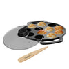 Lifelong Cast Iron Paniyaram Pan with Glass Lid and Wooden Spatula