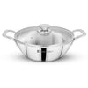 Bergner Essential Plus Stainless Steel Kadai with Glass Lid 24cm 2.8L (BGIN-6719)