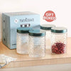 Nestasia Weave Design Embossed Jar with Lid Set of 4 (1200ml) | Airtight Kitchen Storage