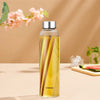 Borosil Prism Glass Bottle Narrow Mouth Silver Lid 550ml