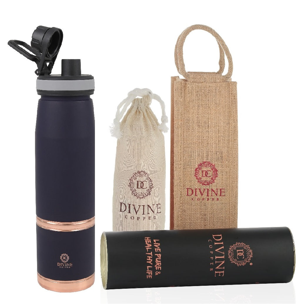 DOUGHNUT-BLUE Pure Copper Water Bottle