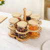 Nestasia Airtight Glass Jars with Rotating Stand Set of 7 (300ml) | Spice Organiser
