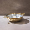 P-TAL Flat Base Brass Kadhai with Glass Lid | 3L | Naturally Non-Stick | Teflon Free