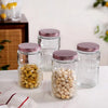 Nestasia Diamond Embossed Storage Glass Jars with Lids Set of 4 (1000ml) | Airtight