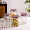 Nestasia Embossed Glass Jar with Airtight Lid Set of 4 (750ml) | Decorative Kitchen Storage