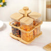 Nestasia Fluted Storage Airtight Jars with Rotating Stand Set of 5 (750ml) | Spice Organiser
