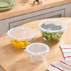 Nestasia Glass Bowl with Lid Set of 3 | Microwave & Oven Safe | Borosilicate Glass