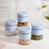 Nestasia Blue Winnie Glass Jar with Metal Cover Set of 4 (600ml) | Airtight Pantry Canisters