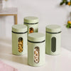 Nestasia Winnie Green Glass Jar with Window Set of 4 (1000ml) | Airtight Pantry Canisters