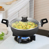 Borosil Hard Anodized 22cm 2L Deep Kadhai with Glass Lid