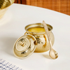 Nestasia Hammered Pure Brass Ghee Pot with Spoon 400ml | Traditional Indian Kitchenware