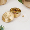 Nestasia Brass Hibiscus Mukhwas Box with Lid | Traditional Spice Storage Container