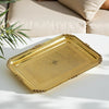 Indian Art Villa Brass Embossed Rectangular Tray | Traditional Serveware - Medium