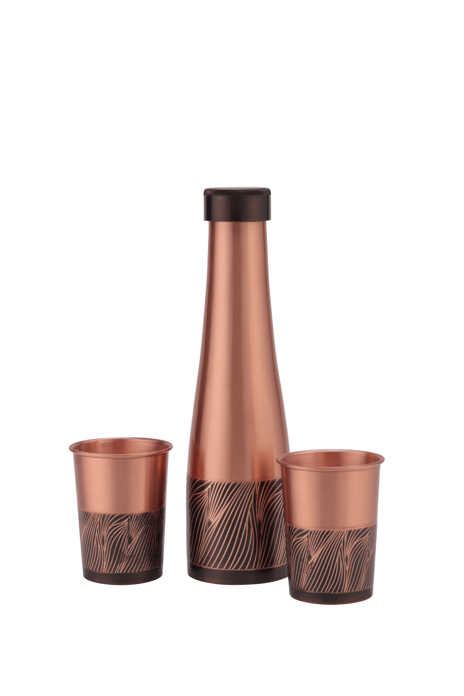 Choice Wave Rustic Copper Bottle and Glass Set
