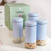 Nestasia Winnie Metal Cover Glass Jars Blue Set of 4 (1000ml) | Airtight Pantry Canisters