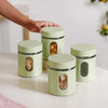 Nestasia Premium Metal Coated Snacks Window Glass Jar Set of 4 (750ml) | Pantry Canisters
