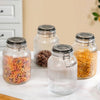 Nestasia Ribbed Glass Jar with Clip-Lock Lid Set of 4 (2000ml) | Airtight Pantry Jars