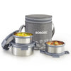 Borosil Slate Stainless Steel Lunchbox Set of 3 Tall (460ml+280ml×2)