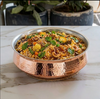 Indian Art Villa Pure Copper Hammered Lagan Handi Chaffing Dish Pan with Tin Lining - 3500ml