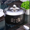 FnS Hazel Black Laser-Engraved Stainless Steel Casserole with Lid