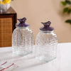 Nestasia Set of 2 Glass Storage Container with Ceramic Bird Lid (1500ml) | Decorative Storage
