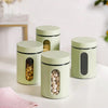 Nestasia Set of 4 Metal Canister with Glass Window Jar (1200ml) | Airtight Pantry Storage