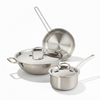 Esspy Tri-Ply Stainless Steel Cookware Set | Kadai + Frypan + Tea/Milk/Sauce pan with Lid| Premium Quality | 3 Layer Thick Body | 100% Toxin-free | Non-stick | Induction & Gas Compatible