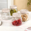 Nestasia Swirl Jar with Lid Set of 4 (800ml) | Decorative Glass Pantry Jars | Airtight