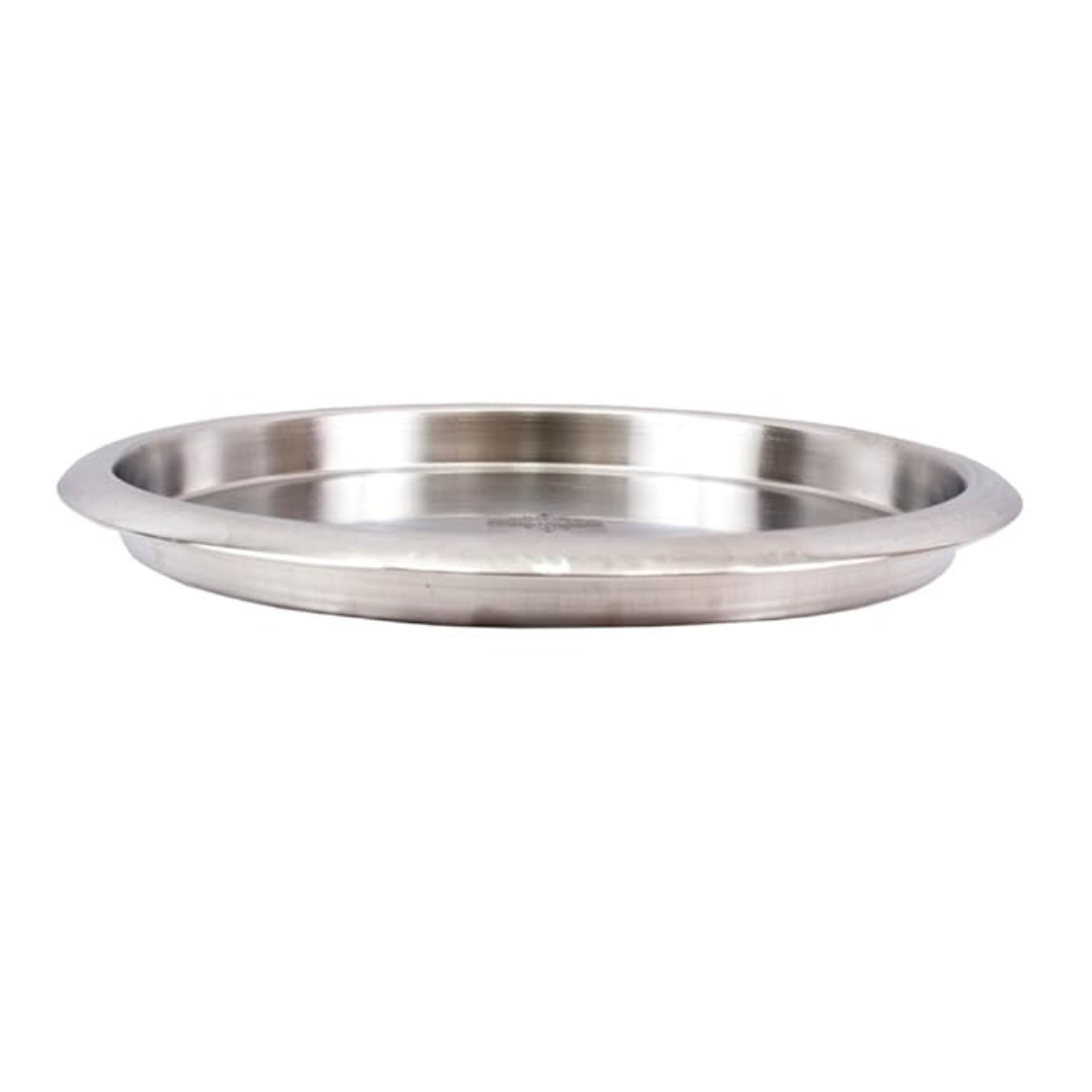 Indian Art Villa Stainless Steel Hammered Plate Thali Salver (Silver) - 13.5-inch