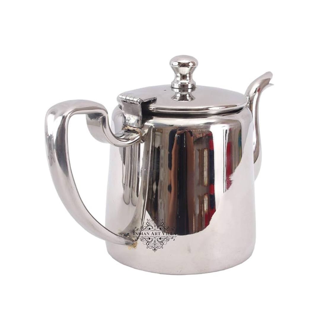 Indian Art Villa Mughlai Design Steel Tea Kettle Pot, Serving Tea - 574 gms