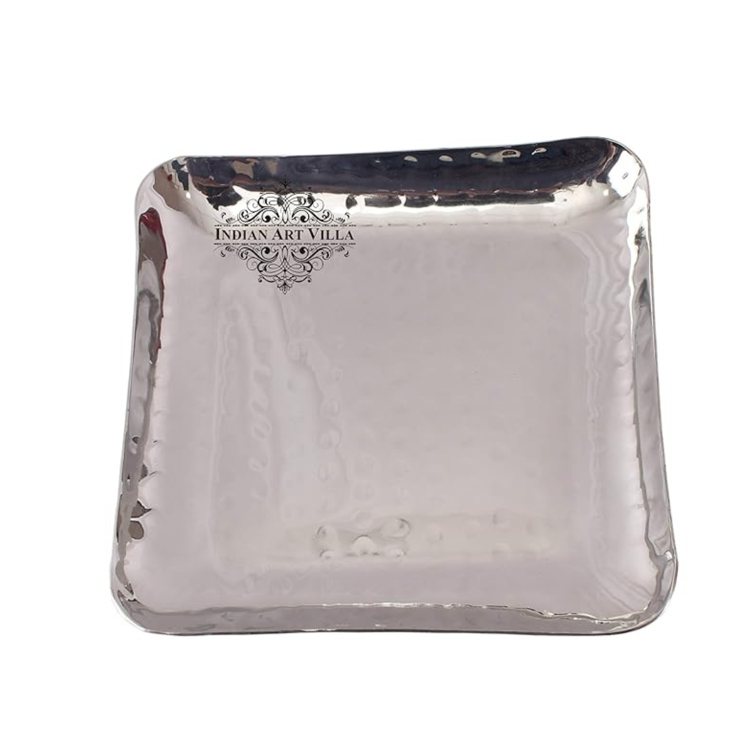 Indian Art Villa Steel Square Shape Tray - 235 gms