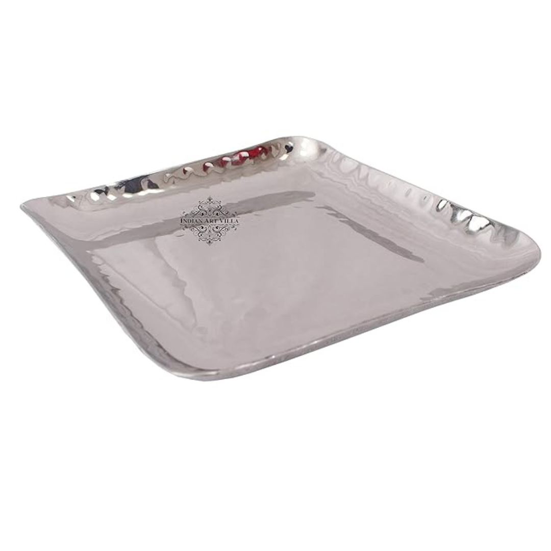 Indian Art Villa Steel Square Shape Tray - 235 gms