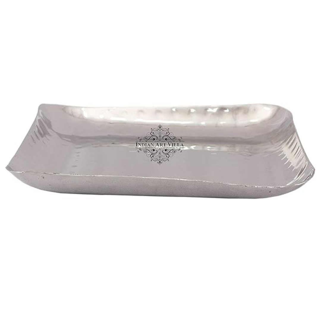 Indian Art Villa Steel Square Shape Tray - 235 gms