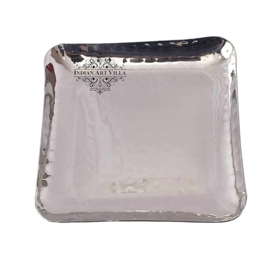 Indian Art Villa Steel Square Shape Tray - 440 gms