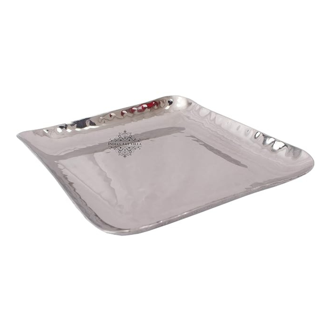 Indian Art Villa Steel Square Shape Tray - 440 gms